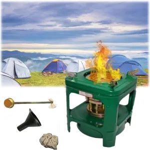 Green Portable Kerosene Stove Heater, Compact Camp Stove, 8 Core Outdoor Diesel Stove with Spare Core, for BBQ Cooking Camping Picnic Hiking