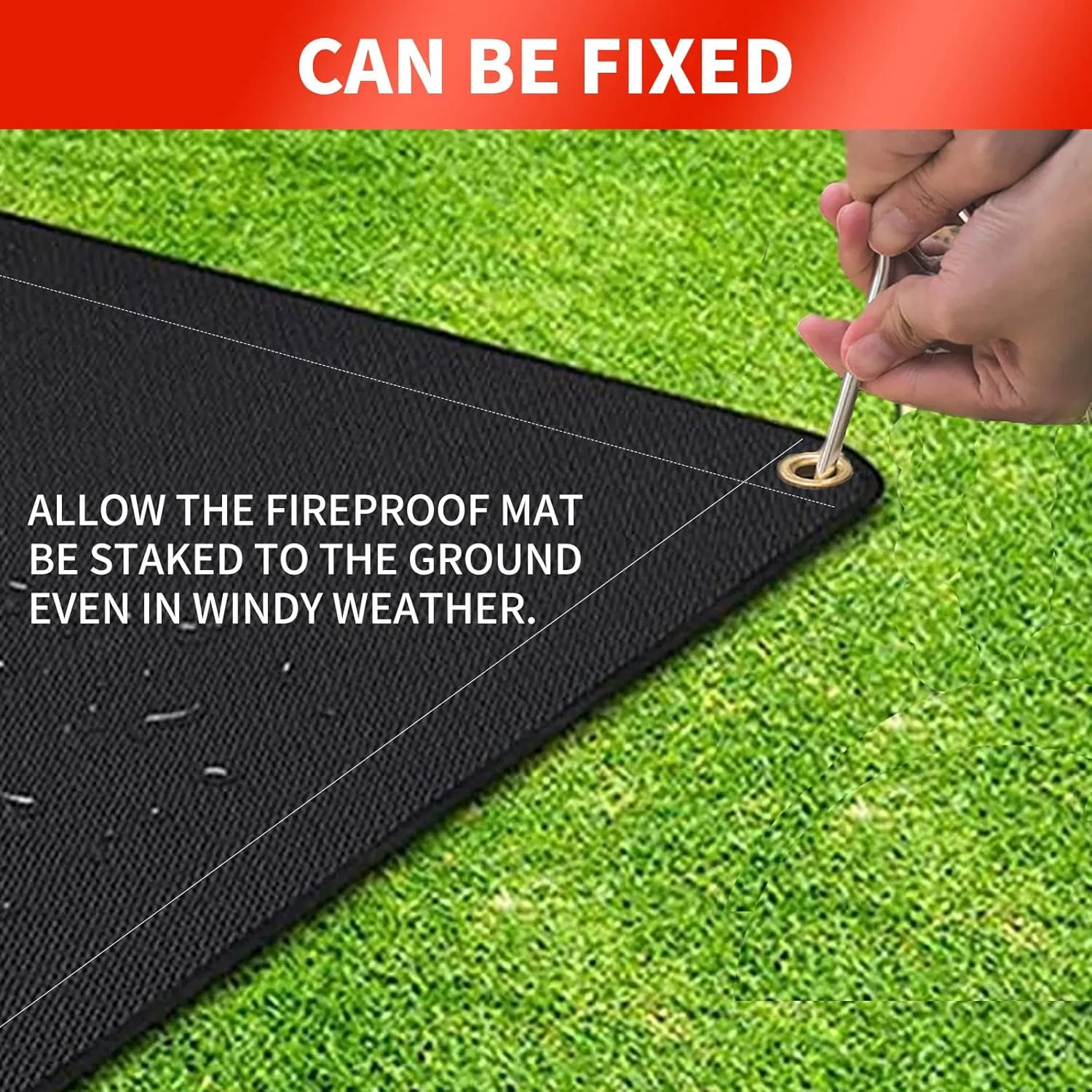 Grill Mat 48 × 36 Inch, Double-Sided Fireproof Grill Pad for Fire Pit, Oil-Proof Waterproof BBQ Grill Protector for Decks and Patios, Indoor Fireplace Mat