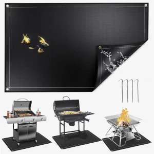 Grill Mat 48 × 36 Inch, Double-Sided Fireproof Grill Pad for Fire Pit, Oil-Proof Waterproof BBQ Grill Protector for Decks and Patios, Indoor Fireplace Mat