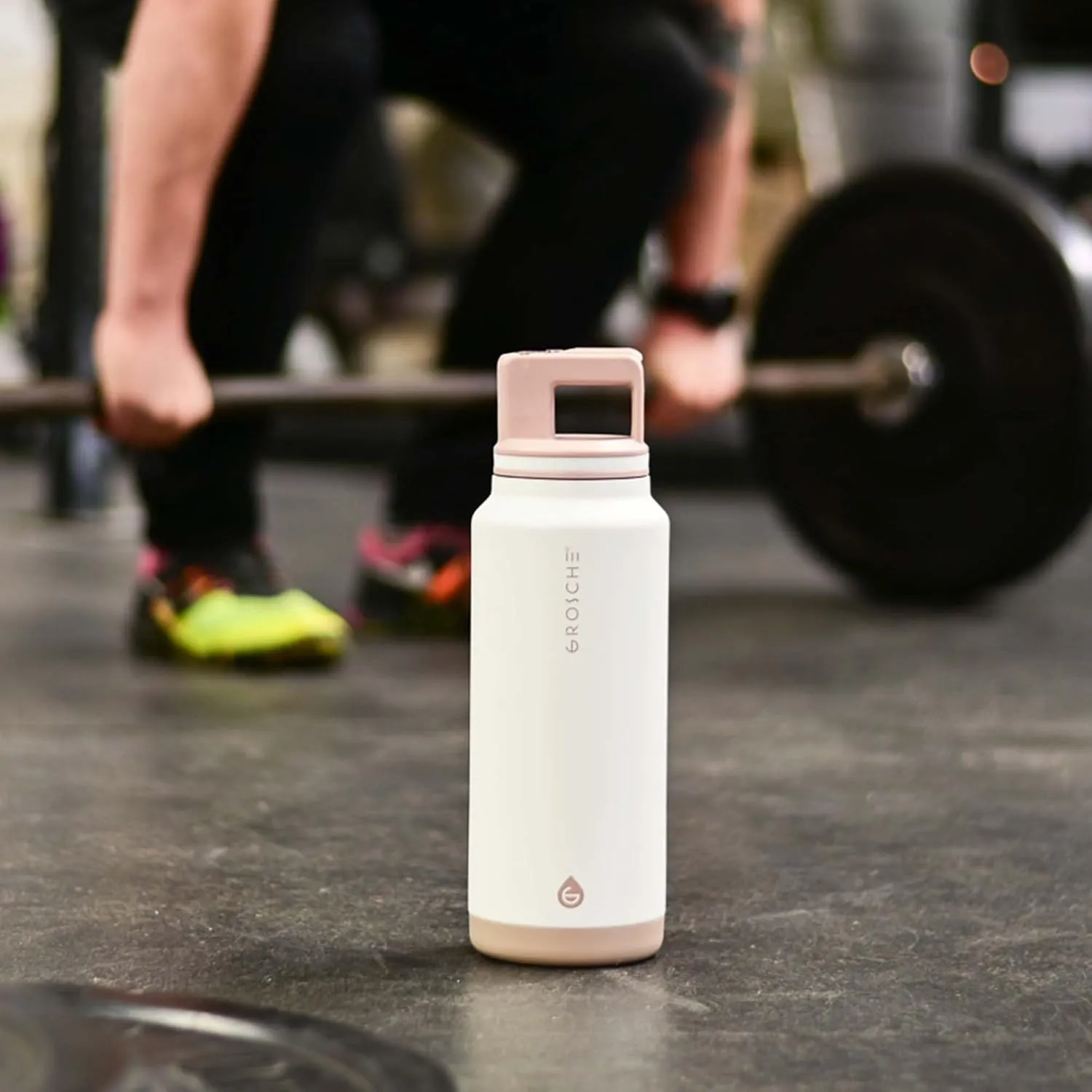 GROSCHE Alpine Flip n' Sip 40 oz Insulated Water Bottle - Stainless Steel, Leakproof Flask with Straw - Perfect for Gym, Travel & Outdoor Use - Keeps Water Cold up to 60 hrs - Cream White
