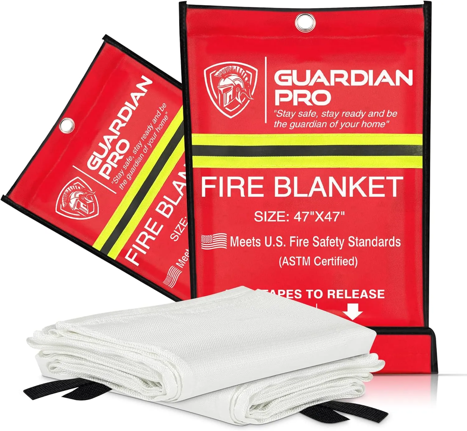Guardian Pro New 2025 Emergency Fire Blanket for Home and Kitchen - 2 Pack Over 40"x40" Flame Suppression Fiberglass Fire Blankets for House Camping Car Office Warehouse Emergency Survival Safety