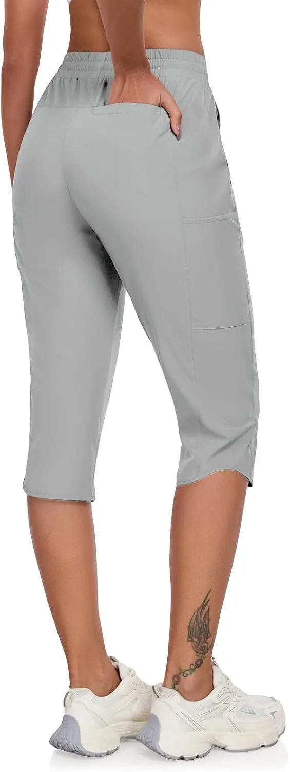GymBrave Women's Capri Pants with 6 Pockets Quick Dry Lightweight Cargo Hiking Capris Outdoor Casual Travel