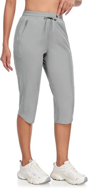 GymBrave Women's Capri Pants with 6 Pockets Quick Dry Lightweight Cargo Hiking Capris Outdoor Casual Travel