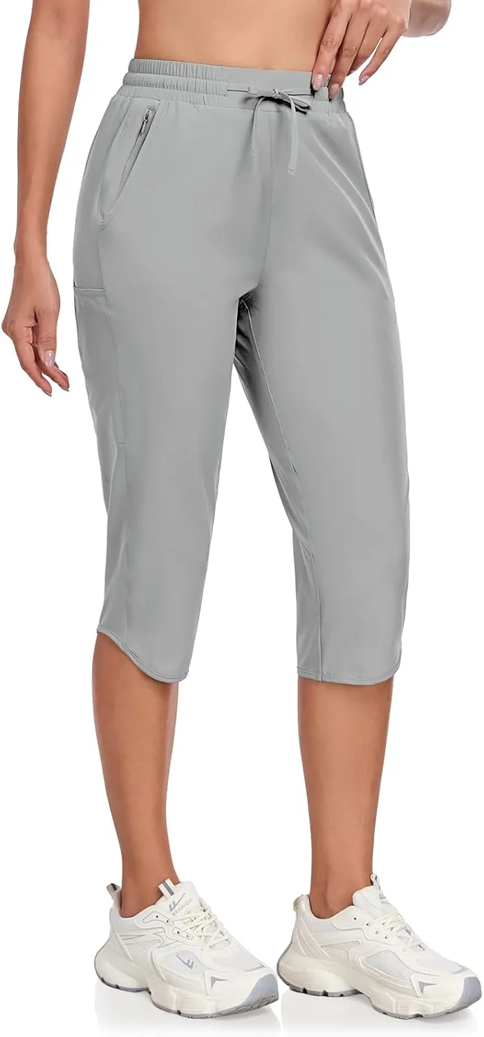 GymBrave Women's Capri Pants with 6 Pockets Quick Dry Lightweight Cargo Hiking Capris Outdoor Casual Travel