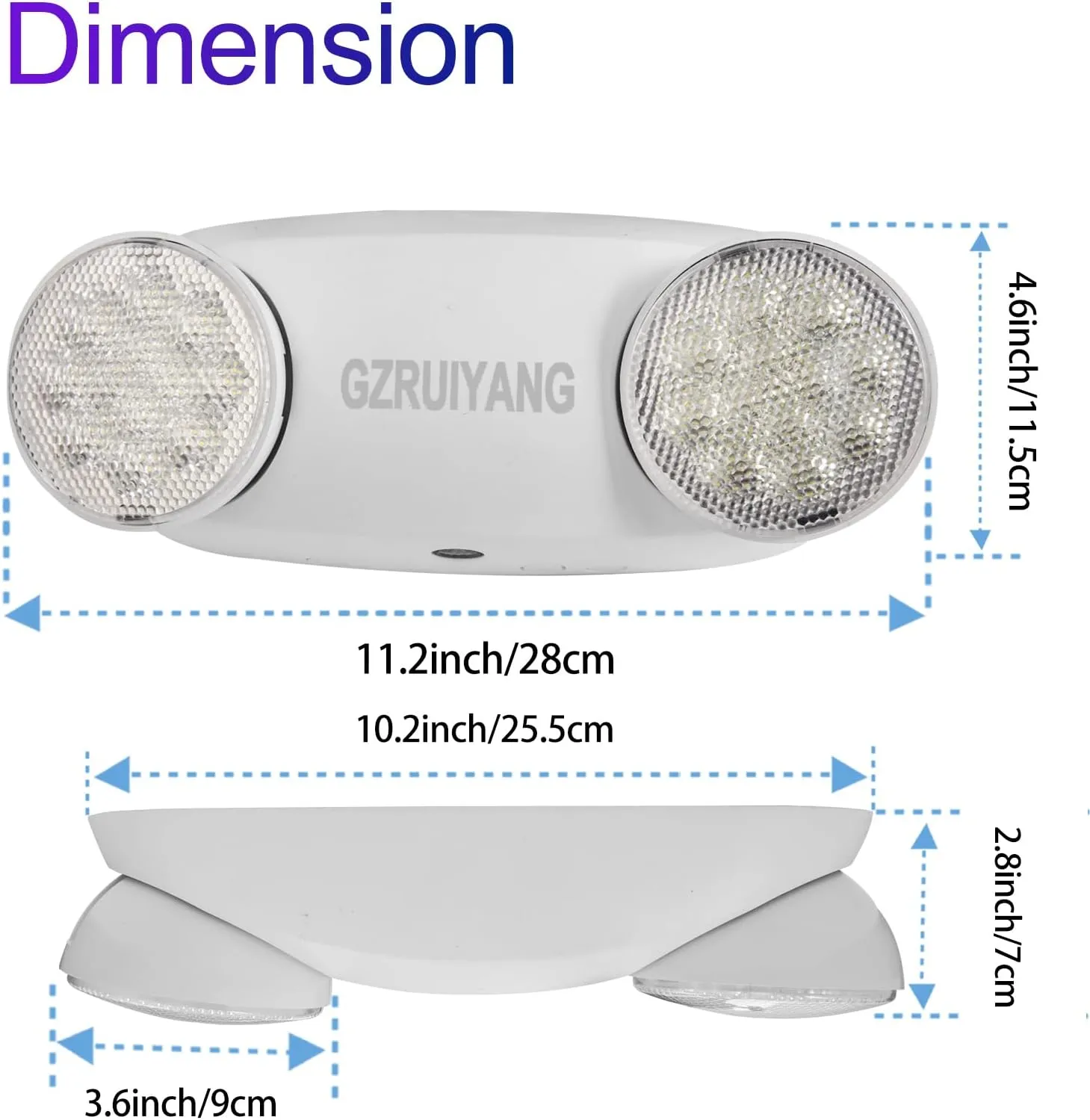 GZRUIYANG Emergency Lights with Battery Backup, 1 Pack Emergency Light, LED Commercial Emergency Lights, UL Listed, AC 120/277V, Hardwired Emergency Exit Light Fixtures for Business - (White)