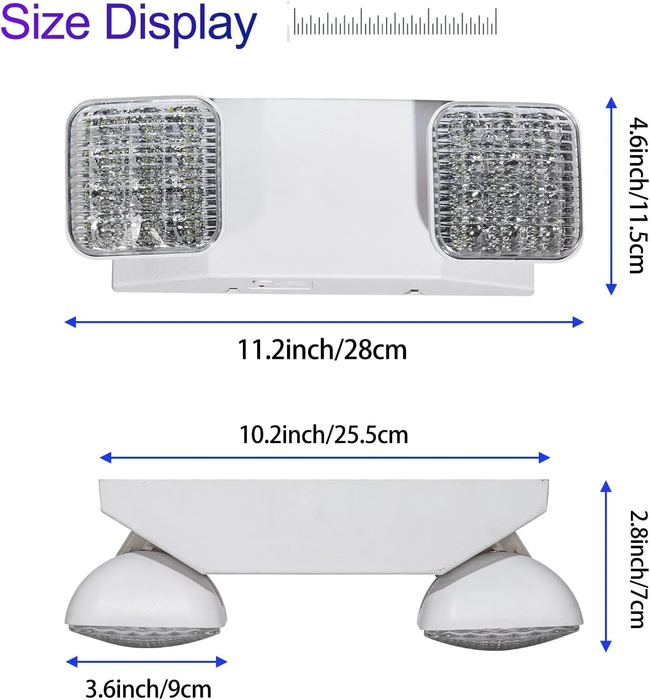 GZRUIYANG LED Emergency Lights with Battery Backup, Commercial Emergency Light Fixtures for Business Home Power Failure Emergency Exit Sign Lighting with 1.0 Meter Plug, Adjustable Square Head