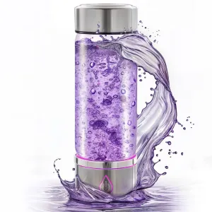 H3O Hydrogen Water Bottle - Hydrogen-Infused Water Machine with Built-in Purple Protective Light - Portable Water Ionizer for Hydration, Energy, Sleep Quality - 3000PPB Hydrogen Ions per Cycle
