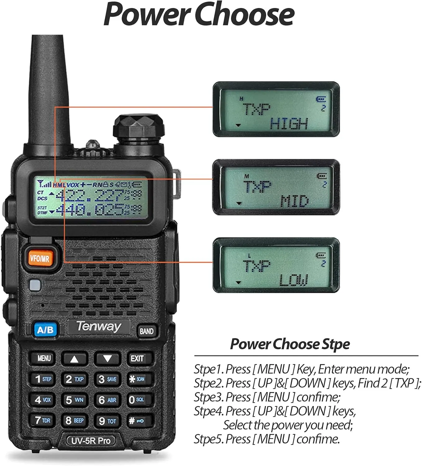 Ham Radio UV-5R Pro 8W Dual Band Two Way Radio with Handheld Speaker Mic and Antenna 2Pack and Programming Cable