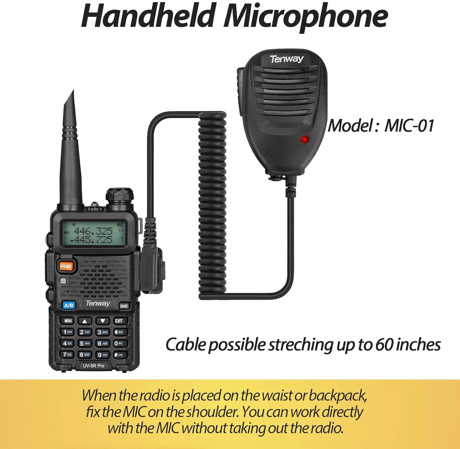 Ham Radio UV-5R Pro 8W Dual Band Two Way Radio with Handheld Speaker Mic and Antenna 2Pack and Programming Cable