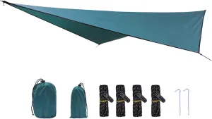 Hammock Camping Tarp Rain Fly, Waterproof Tent Footprint Shelter Canopy Sunshade Cloth Picnic Mat for Outdoor Awning Hiking Beach Backpacking (Color : Dark Green, Size : 360 * 290cm)