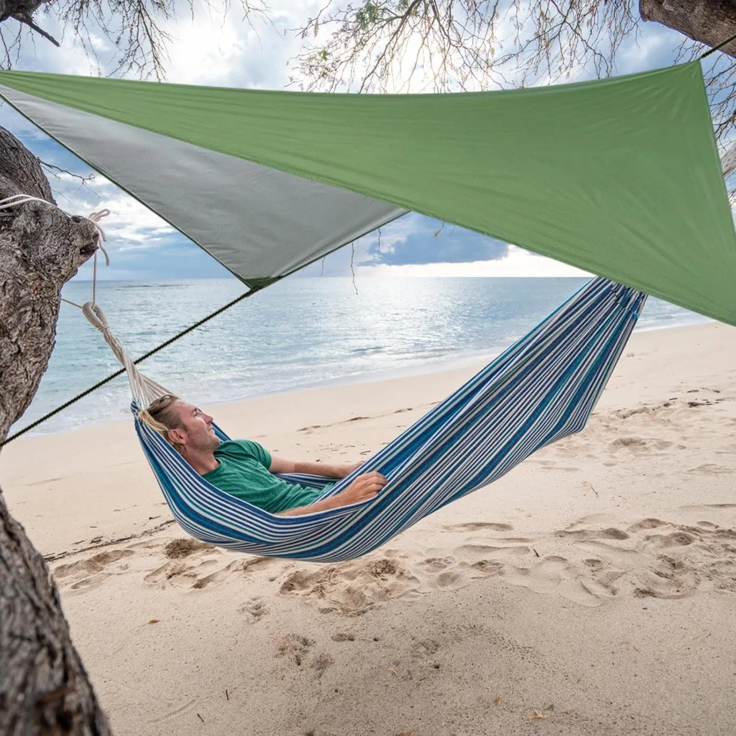 Hammock Rain Fly - Portable Camping Tarp with Waterproof Coating | Compact Shelter Cover, Foldable Tent Shade for Outdoor Hiking, Backpacking Trips, or Wilderness Exploration