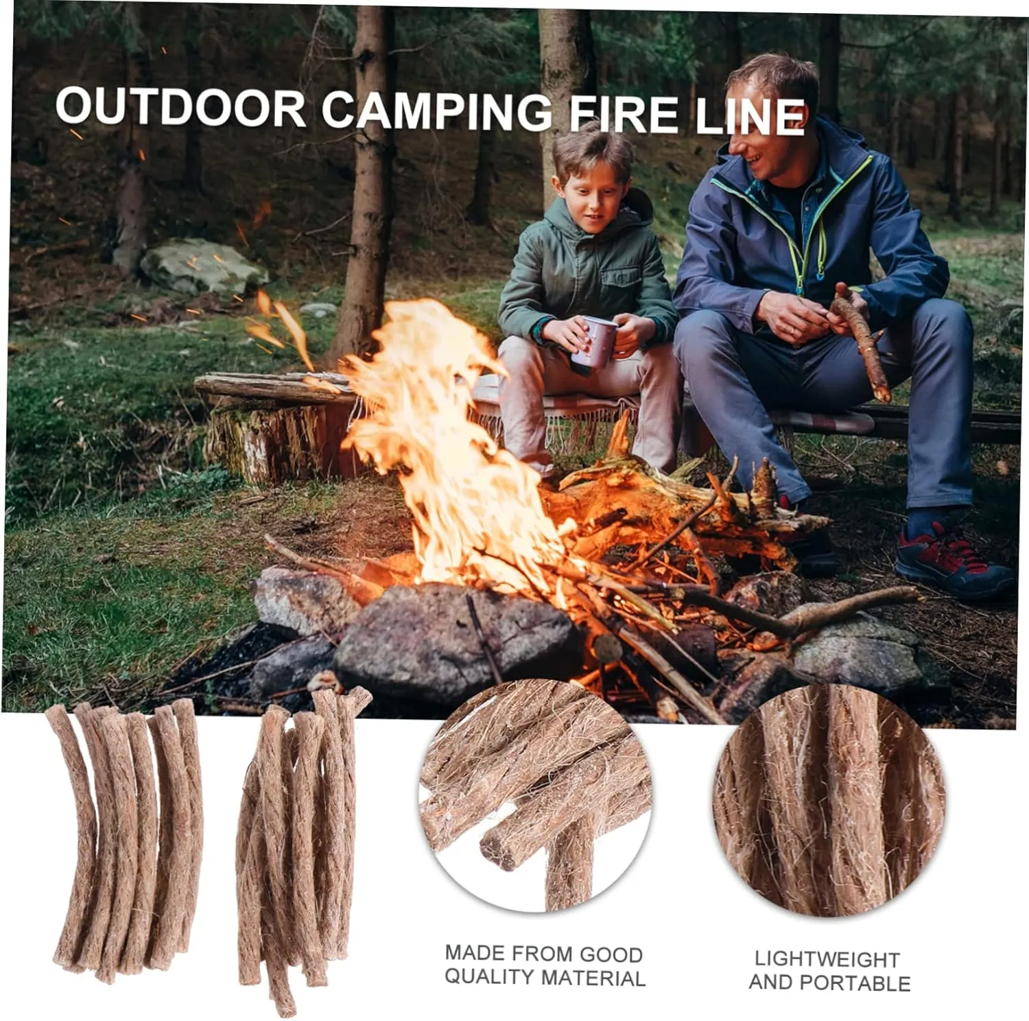 HANABASS Picnic Barbecue Rope Camping Stove Fire Logs Emergency Waterproof Lighter Fire Starting Rope Backing