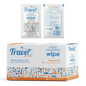 HAND SANITIZING Individually Packed Premium Hand Sanitizing Wipes for Travel, Home, Office, School, etc. with Moisturizer - Manufactured in USA (Fragrance-Free 30ct Box)