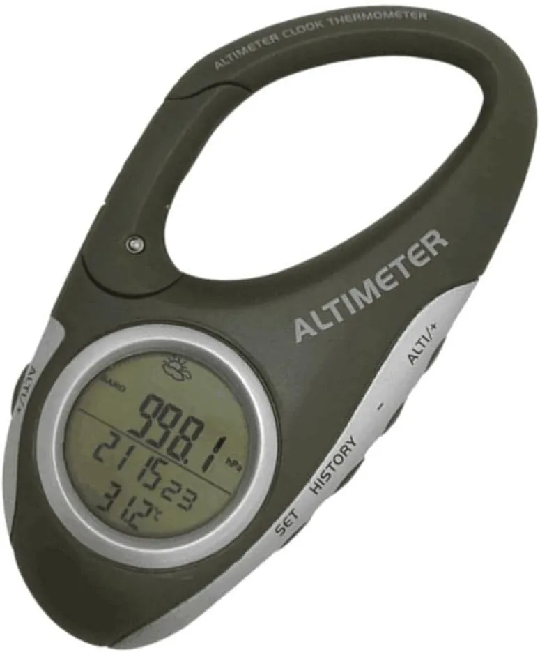 Handheld Barometer Altimeter Thermometer with Carabiner Lightweight Weather for Mountaineering Hiking Outdoor Activities Range Practical Present Choice