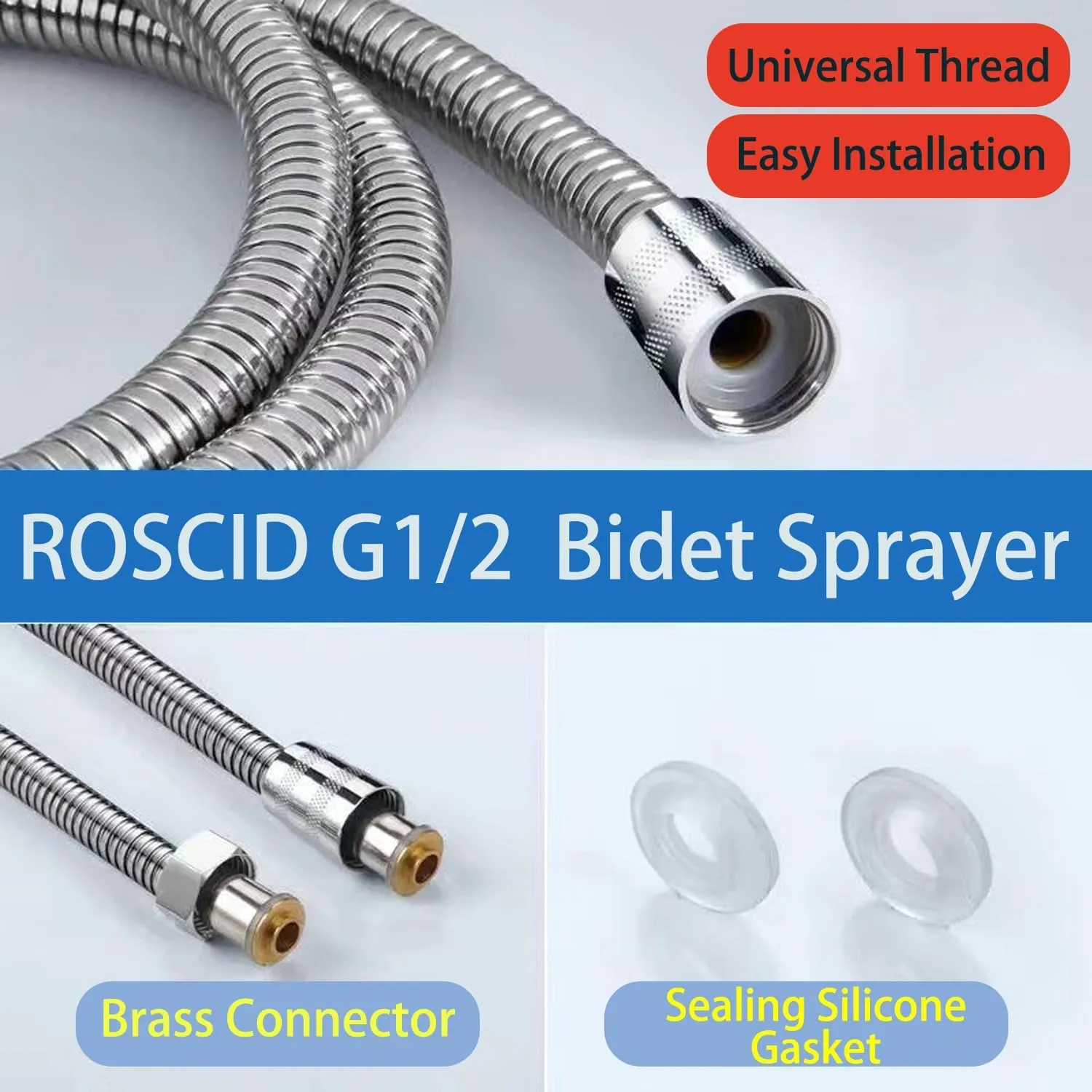 Handheld Bidet Sprayer Set, Toilet Bidet Attachment with 3-Way Faucet Diverter Bathroom Bidet WC Spray with 2M Hose, Used for Cleaning Sink, Bathroom Corner, Toilet, Personal Hygiene