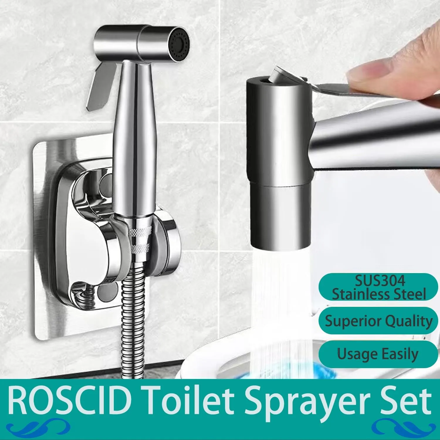 Handheld Bidet Sprayer Set, Toilet Bidet Attachment with 3-Way Faucet Diverter Bathroom Bidet WC Spray with 2M Hose, Used for Cleaning Sink, Bathroom Corner, Toilet, Personal Hygiene