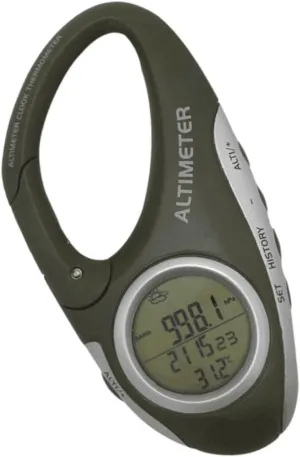 Handheld Mountaineering Altimeter with Carabiner Practical Barometer and Thermometer for Simple Design Hiking Enthusiasts
