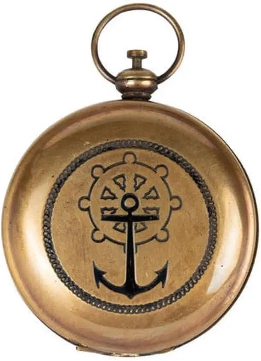 Handmade Pocket Compass Voyager's Push Button Anchor Engarved Compass Navigational Tool for Camping & Hiking, Standard, Same As Picture