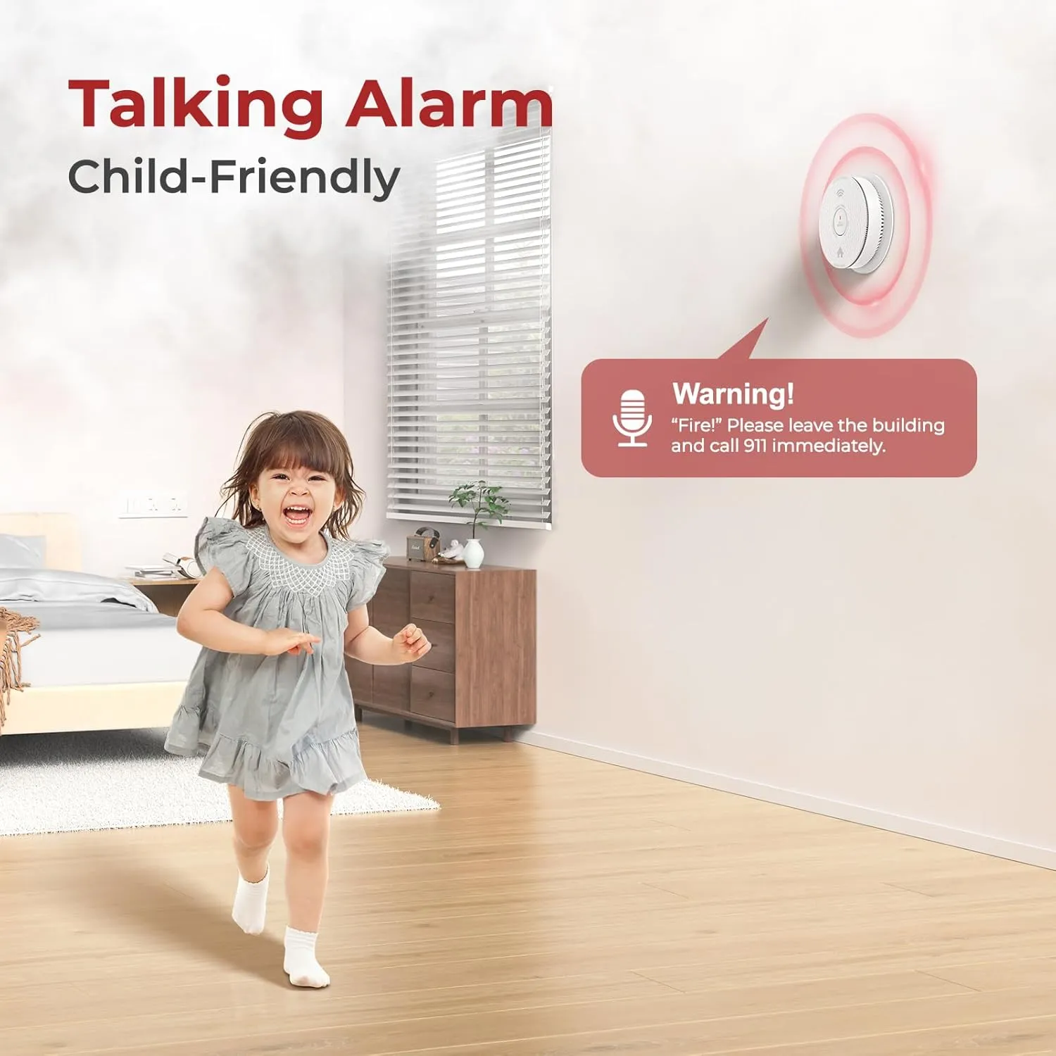 Hardwired Interconnected Smoke and Carbon Monoxide Detector Combo, 2 in 1 Smoke and CO Detector with Replaceable Batteries Back Up, AC Smoke and CO Alarm, Voice Alert, Self-Check, 1 Pack