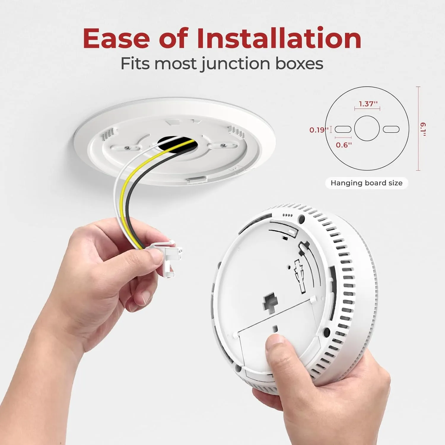 Hardwired Interconnected Smoke and Carbon Monoxide Detector Combo, 2 in 1 Smoke and CO Detector with Replaceable Batteries Back Up, AC Smoke and CO Alarm, Voice Alert, Self-Check, 1 Pack