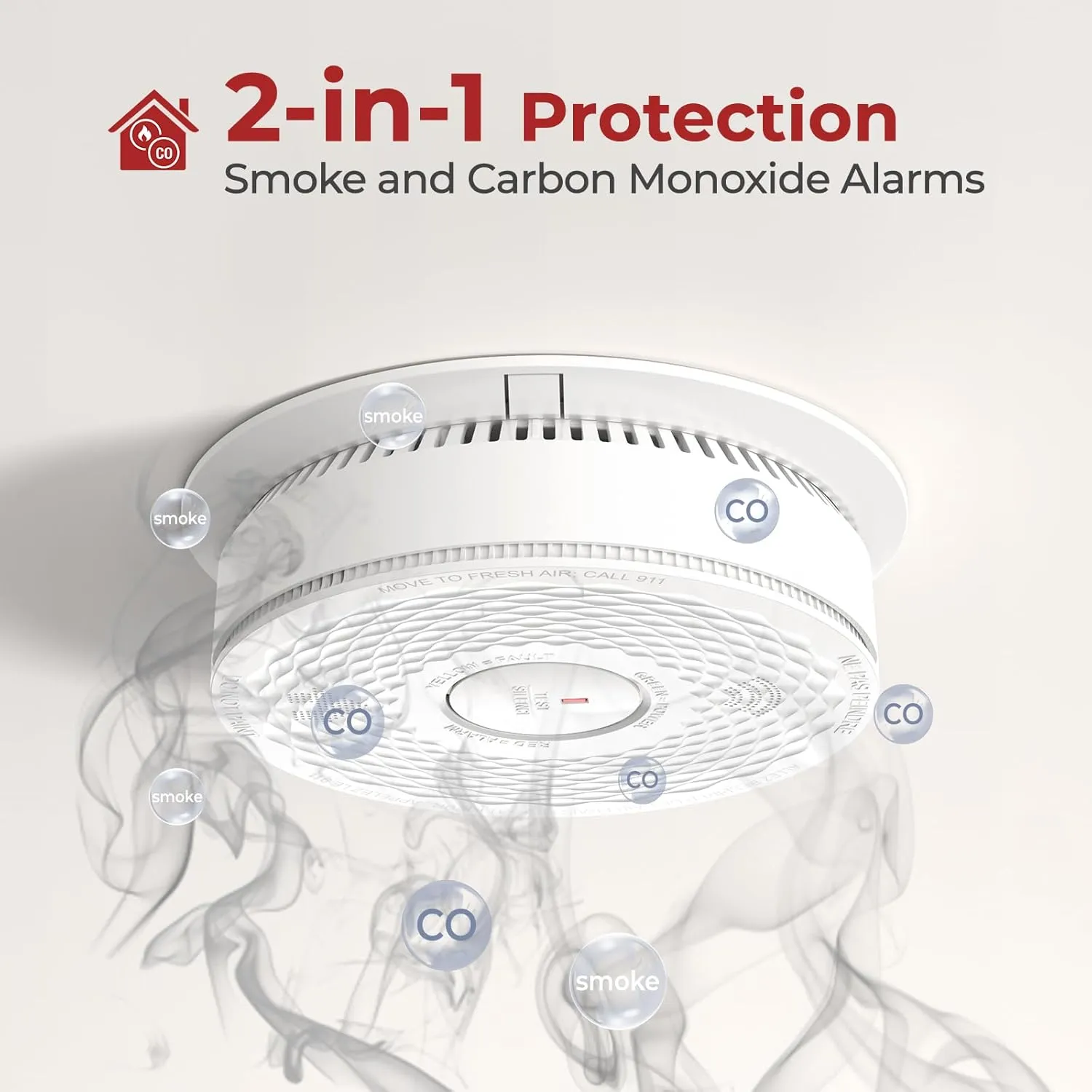 Hardwired Interconnected Smoke and Carbon Monoxide Detector Combo, 2 in 1 Smoke and CO Detector with Replaceable Batteries Back Up, AC Smoke and CO Alarm, Voice Alert, Self-Check, 1 Pack