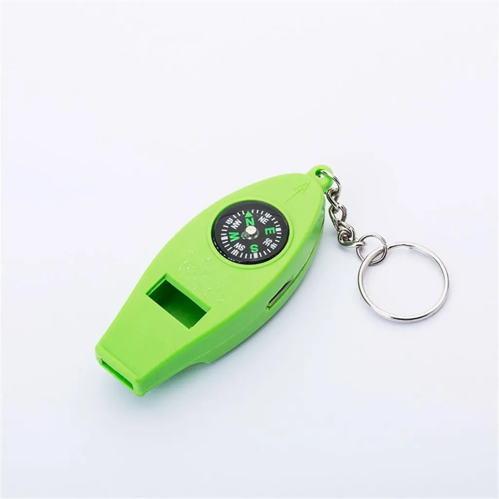 HBJWOV Outdoor Survival Camping Compass Thermometer Magnifying Glass 4-in-1 Multi-Functional Whistle