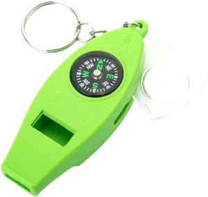 HBJWOV Outdoor Survival Camping Compass Thermometer Magnifying Glass 4-in-1 Multi-Functional Whistle