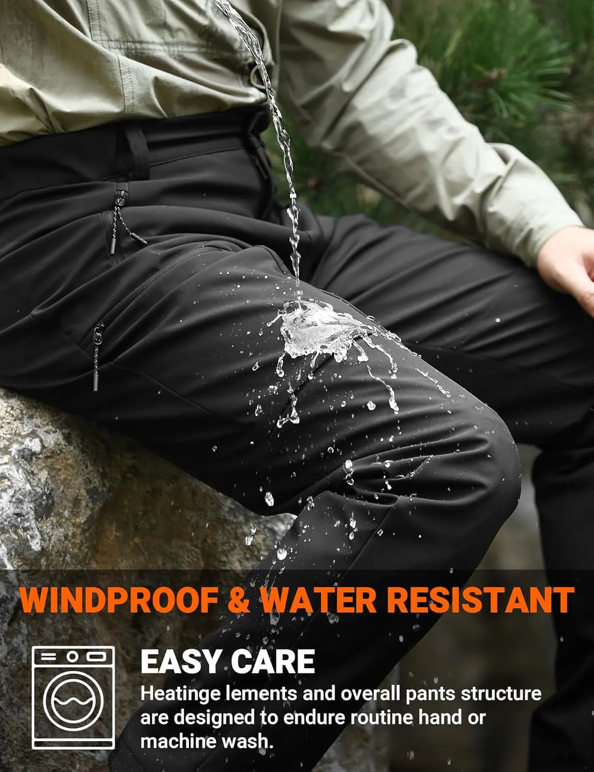 Heated Pants for Men, with 12V/20000mAh Battery, 5-Zone Heating Softshell Outdoor Trousers Hiking Pants