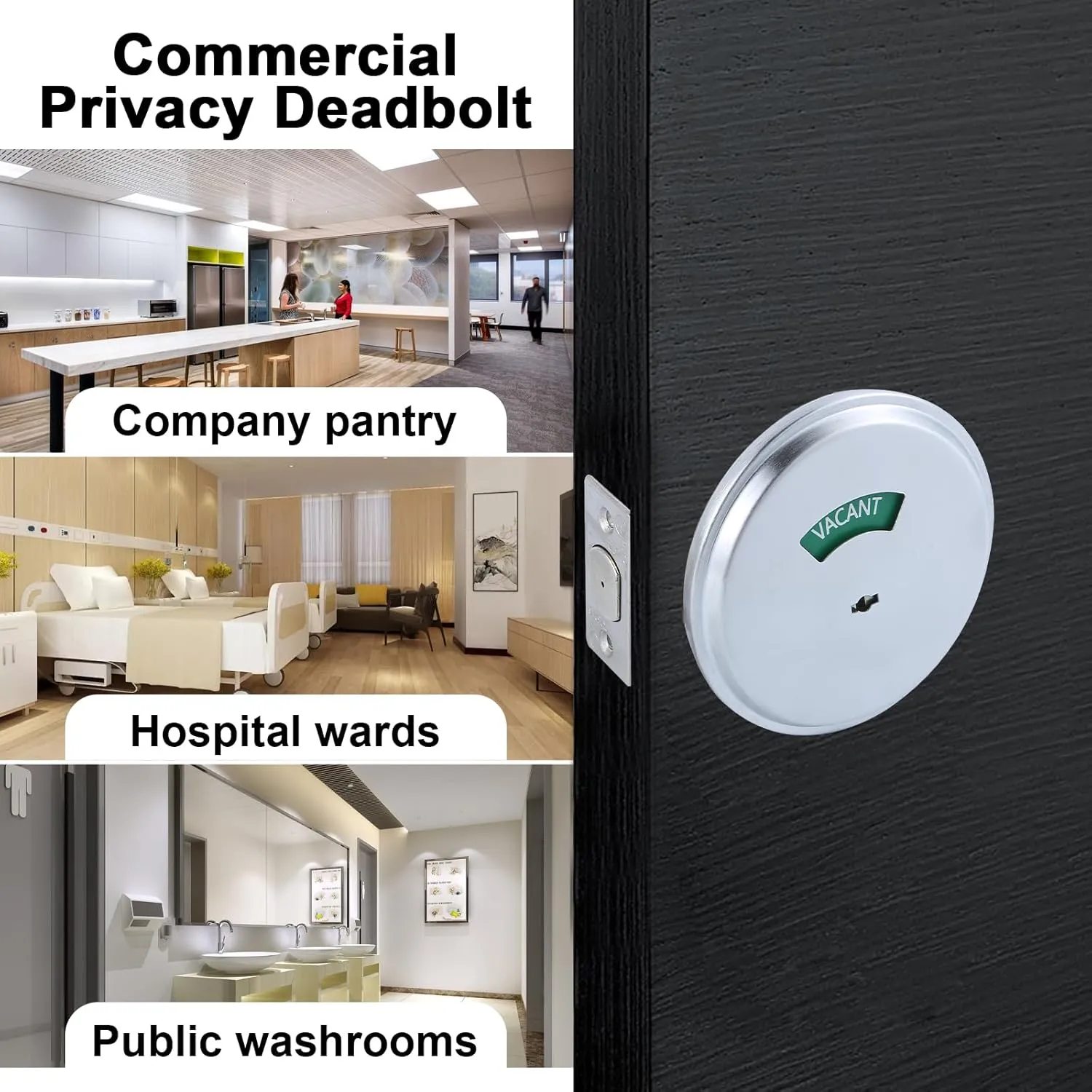 Heavy Duty Privacy Deadbolt Cylinder with Occupancy Indicator for Commercial Use in Satin Chrome Finish, Left and Right Handed, GRD2-Deadbolt-1P