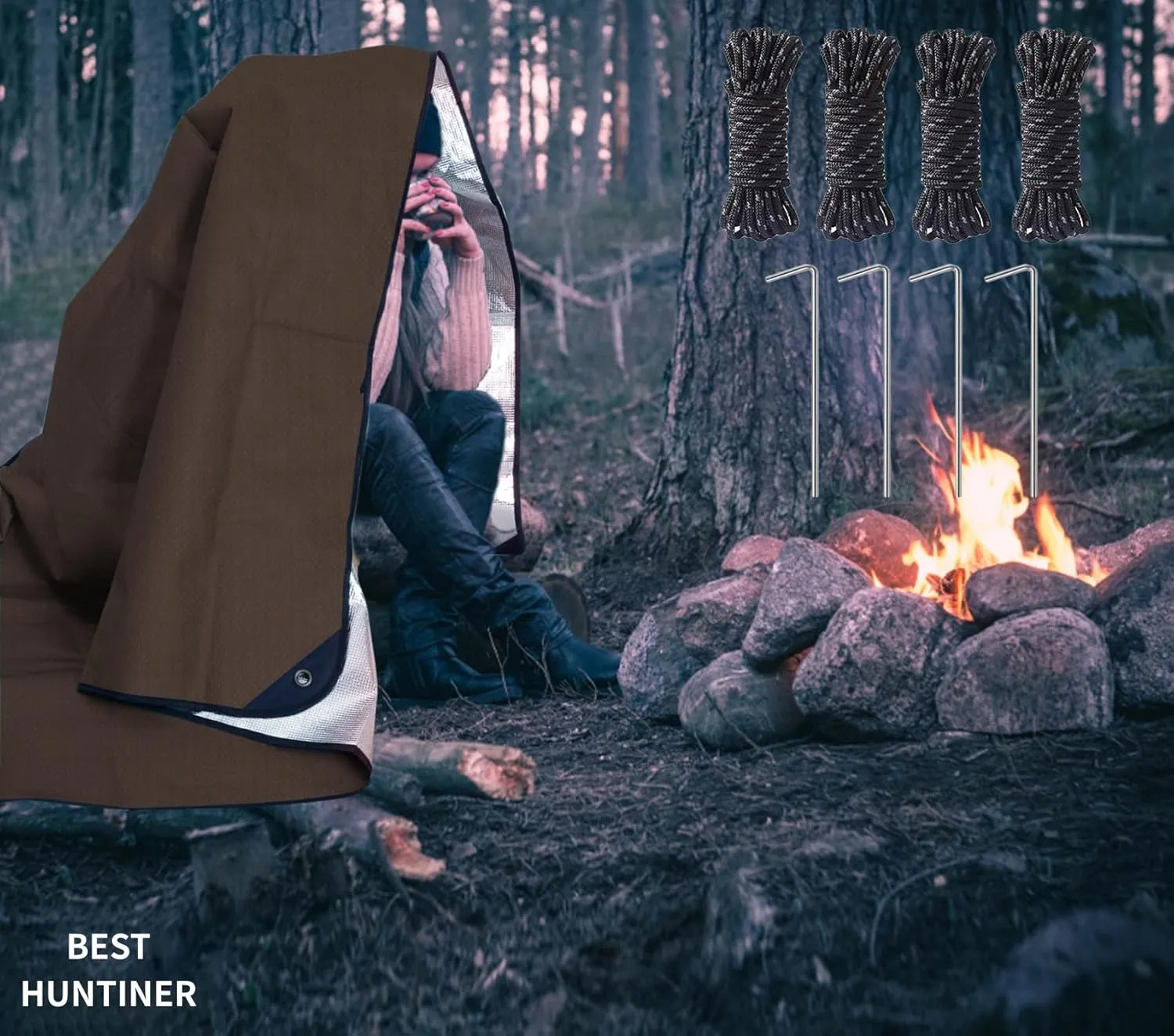 Heavy Duty Survival Blanket -Multifunctional Reflective Tarp Thermal Blanket - 60" x 83" Waterproof Sandproof for Camping Hiking Outdoors Multifunctional Emergency Blanket