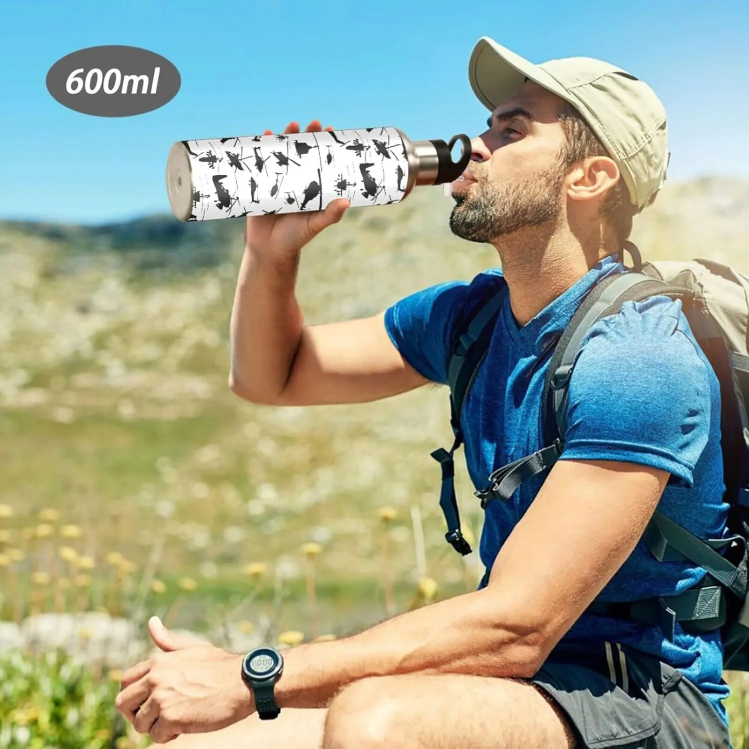 Helicopter Stainless Steel Water Bottle with Straw Lid - 20 Oz Sports Insulated Water Bottle Thermos for Sport Gym Outdoor Travel School