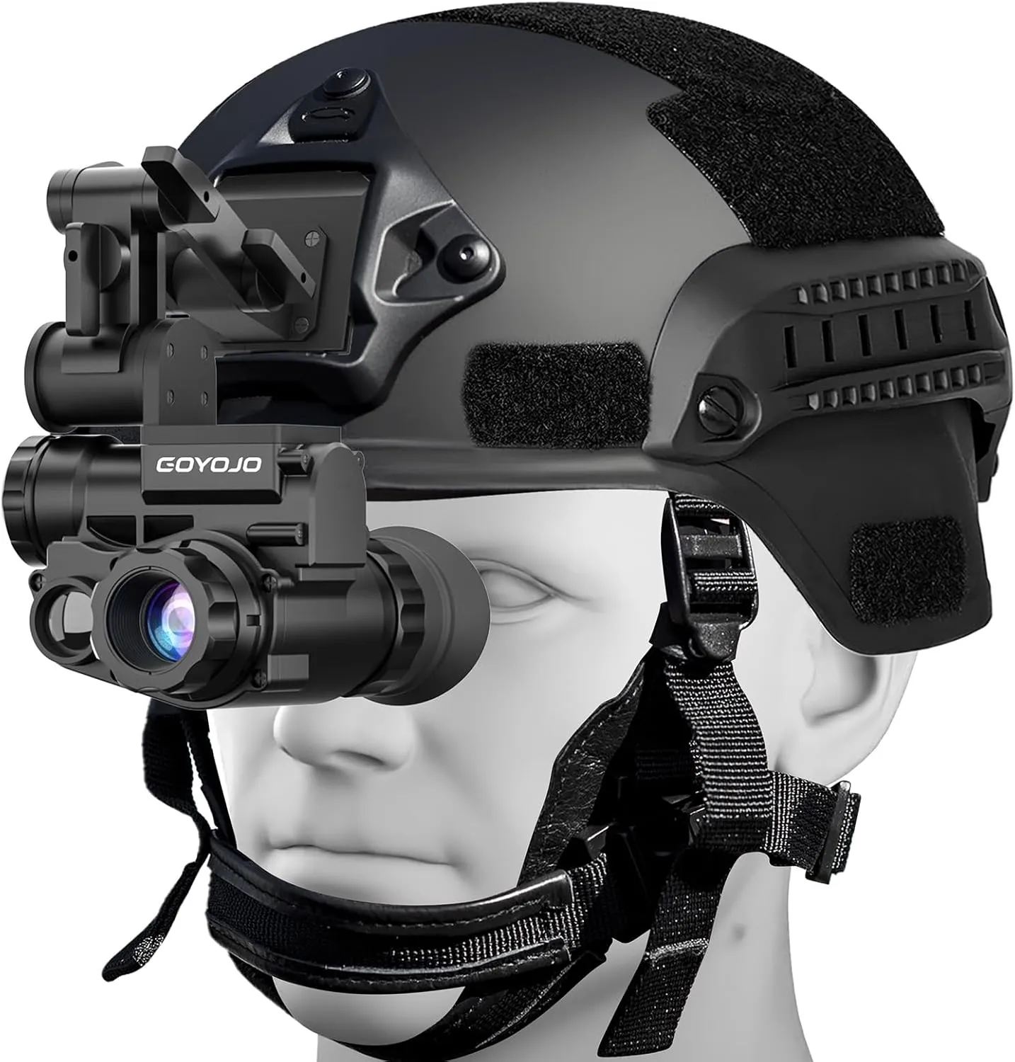 Helmet-Mounted Night Vision Monocular - 1080P HD, 6X Digital Zoom & 1X Optical, IP66 Waterproof NVG Built-in Digital Compass for Airsoft, Hunting, Camping (Equipped with Fast Helmet)