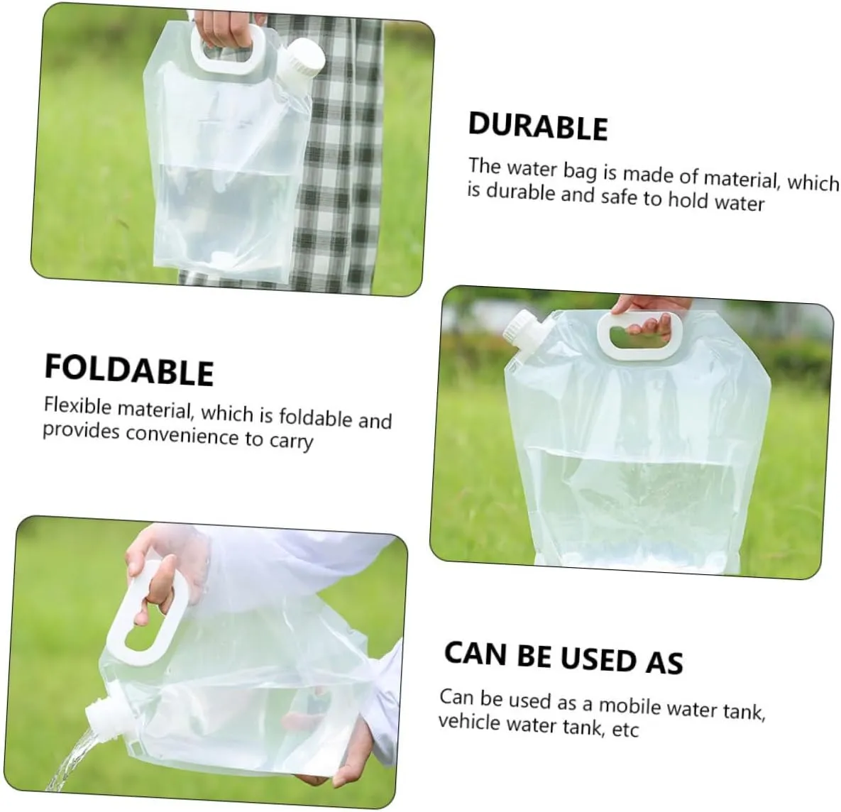 Hemoton 2sets Collapsible Water Bags Portable Folding Water Storage Tank for Camping Hiking Outdoor Activities Durable Leak Design for Easy Hydration 2pcs*2