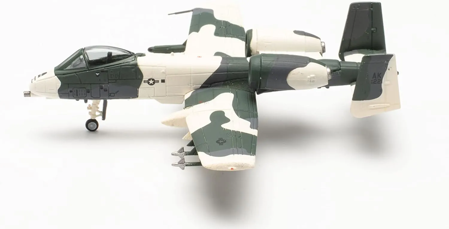 Herpa Military Model Airplane, U.S. Air Force Fairchild A-10A Thunderbolt II - Eielsen Air Base, “Exercise Cool Snow Hog”, Scale 1:200 - Collectible Airplane Model, Army Aircraft Made of Metal