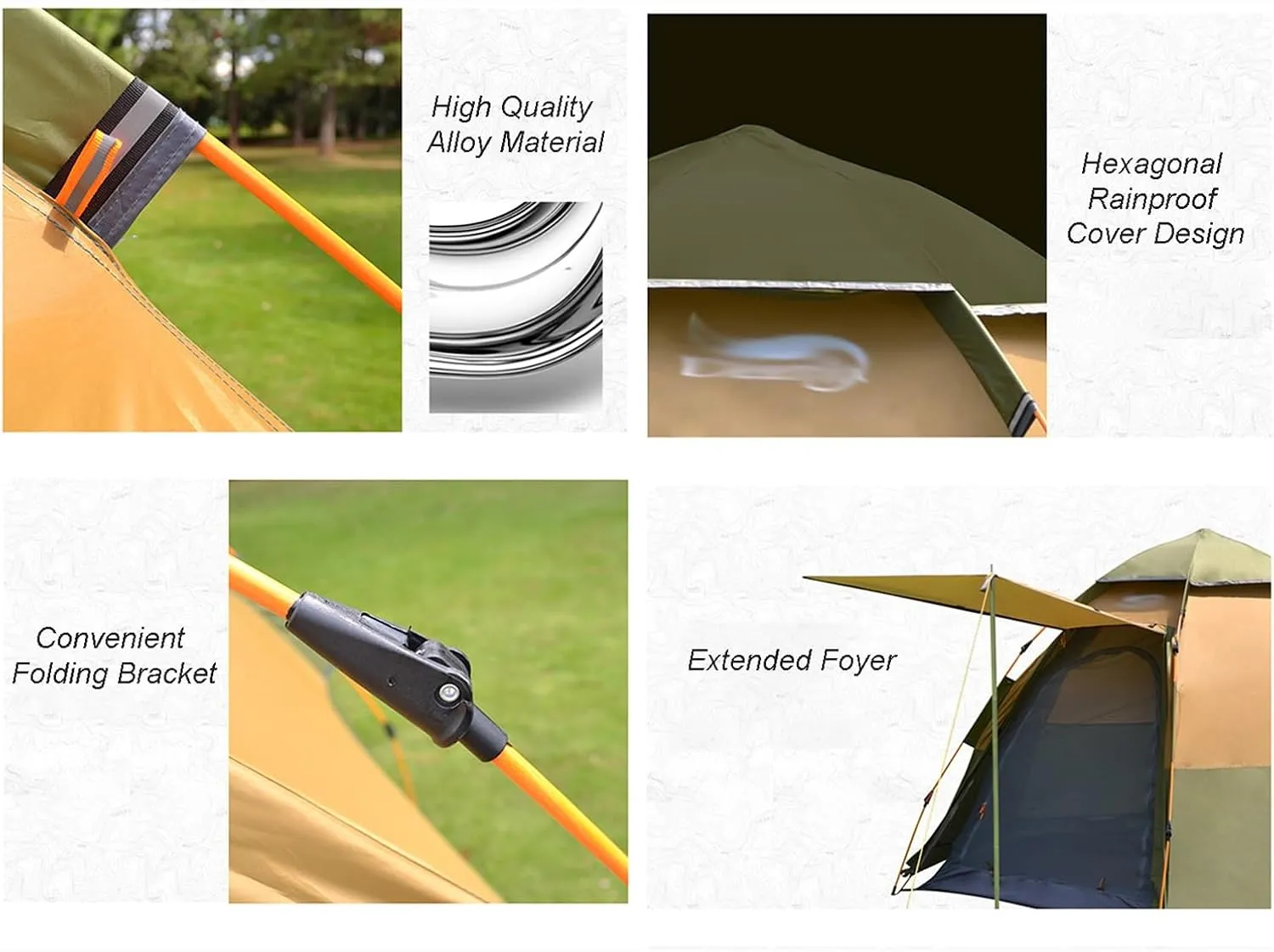 Hexagonal Tent 5-8 Person Outdoor Automatic Camping Tent Quick Set Up Folding Portable Thickened Field Camping Pop Up Dome Family Tent for Camping,Hiking,Traveling