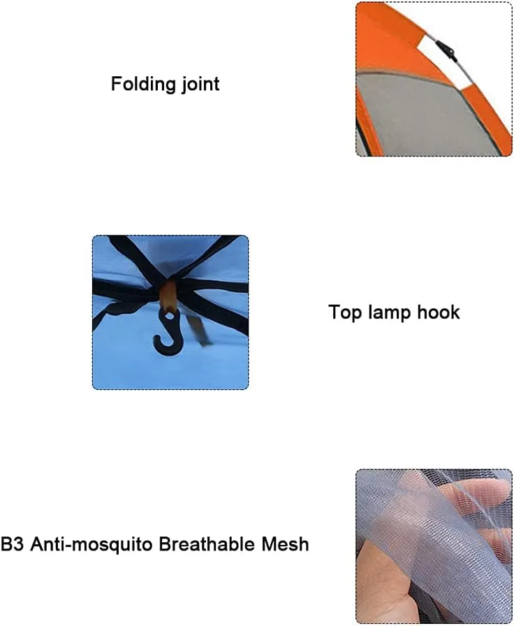 Hexagonal Tent Automatic Opening Pop Up Tent Outdoor Camping Tent Double Layer Portable Lightweight Backpack Tent Perfect for Camping (Blue 3~5 Person) (Orange 3~5 Person)