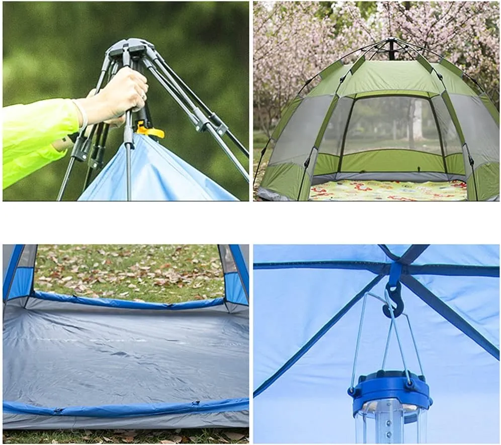 Hexagonal Tent Automatic Opening Pop Up Tent Outdoor Camping Tent Double Layer Portable Lightweight Backpack Tent Perfect for Camping (Blue 3~5 Person) (Orange 3~5 Person)