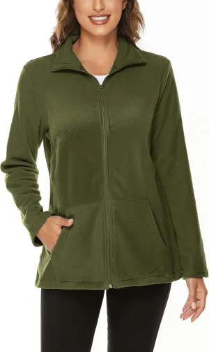 Hibelle Women's Outdoor Full-Zip Thermal Fleece Jacket with Pockets