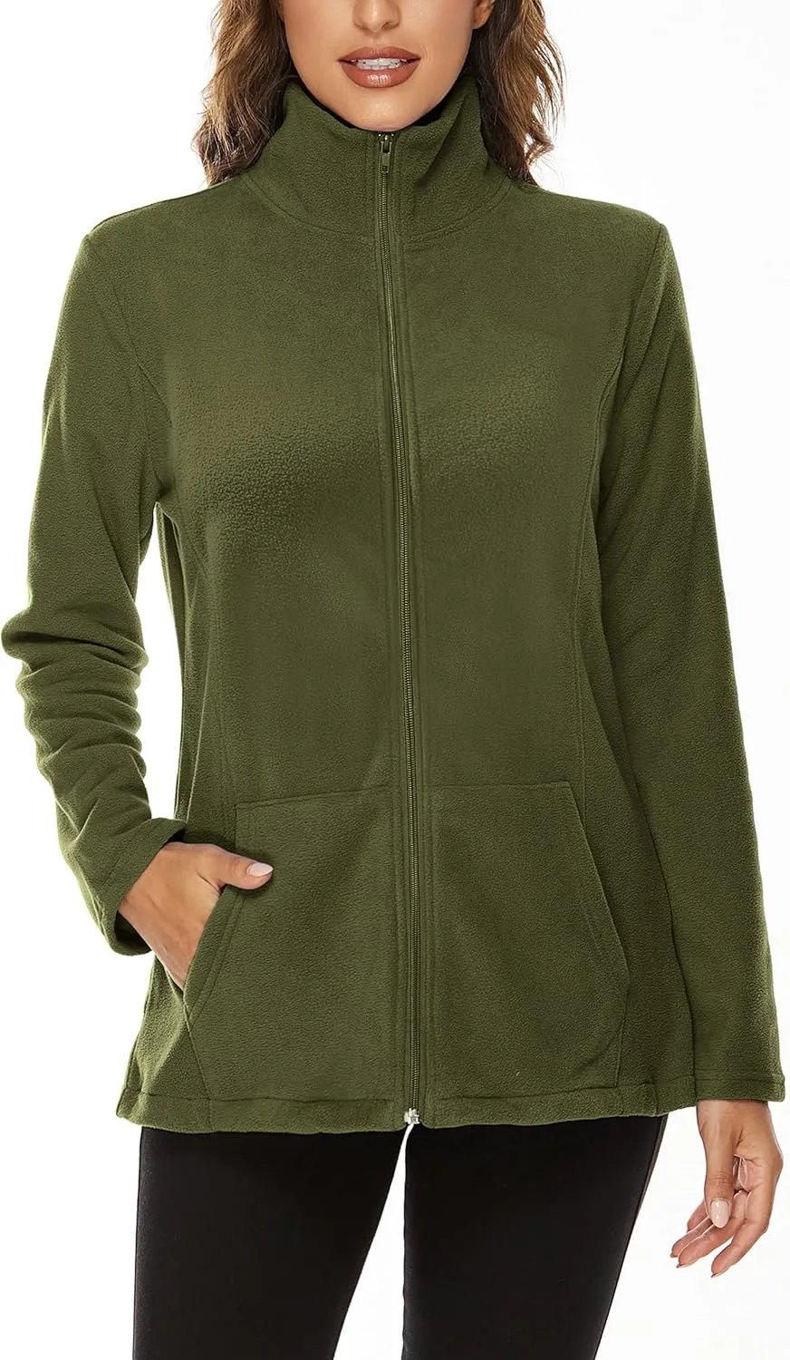 Hibelle Women's Outdoor Full-Zip Thermal Fleece Jacket with Pockets