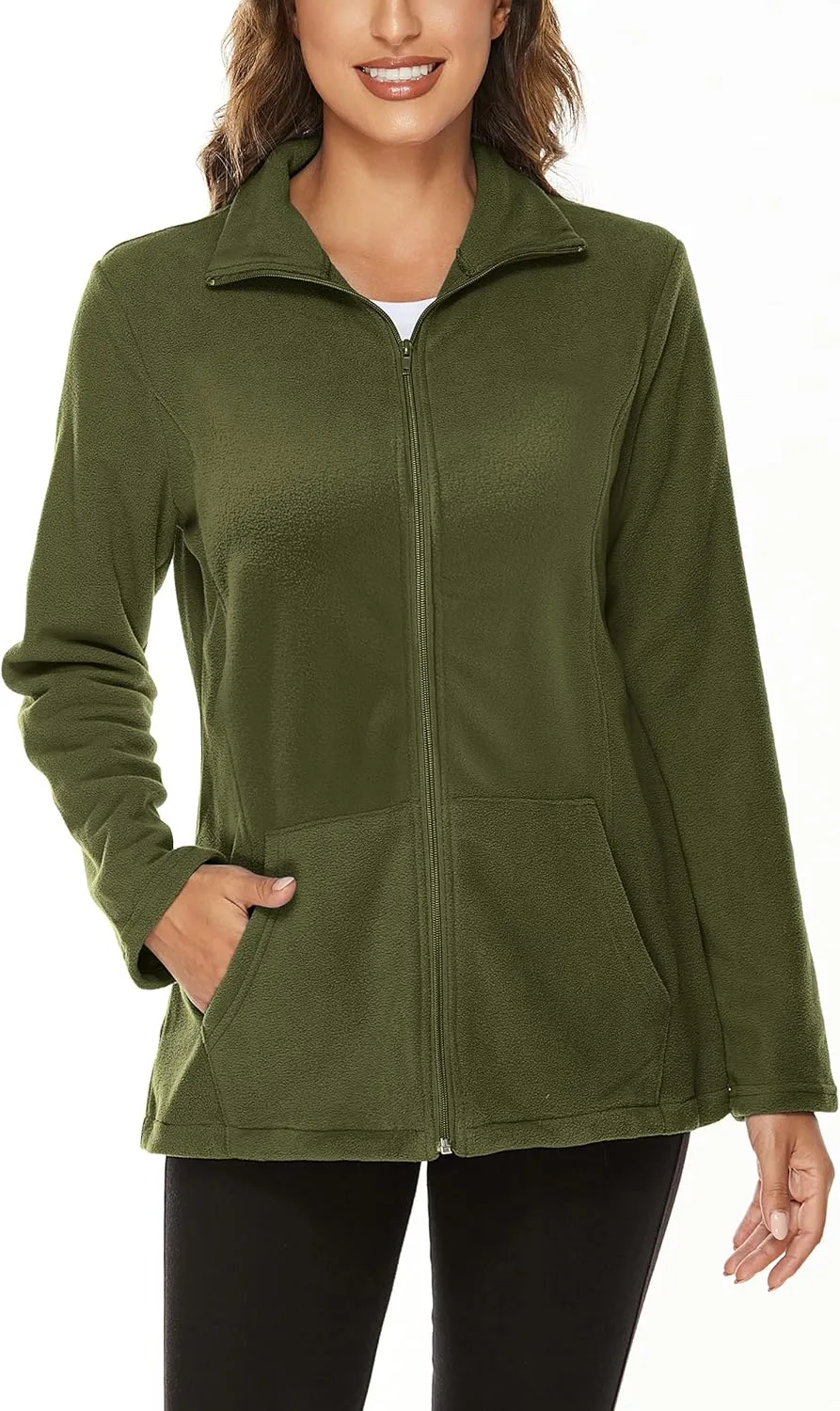 Hibelle Women's Outdoor Full-Zip Thermal Fleece Jacket with Pockets