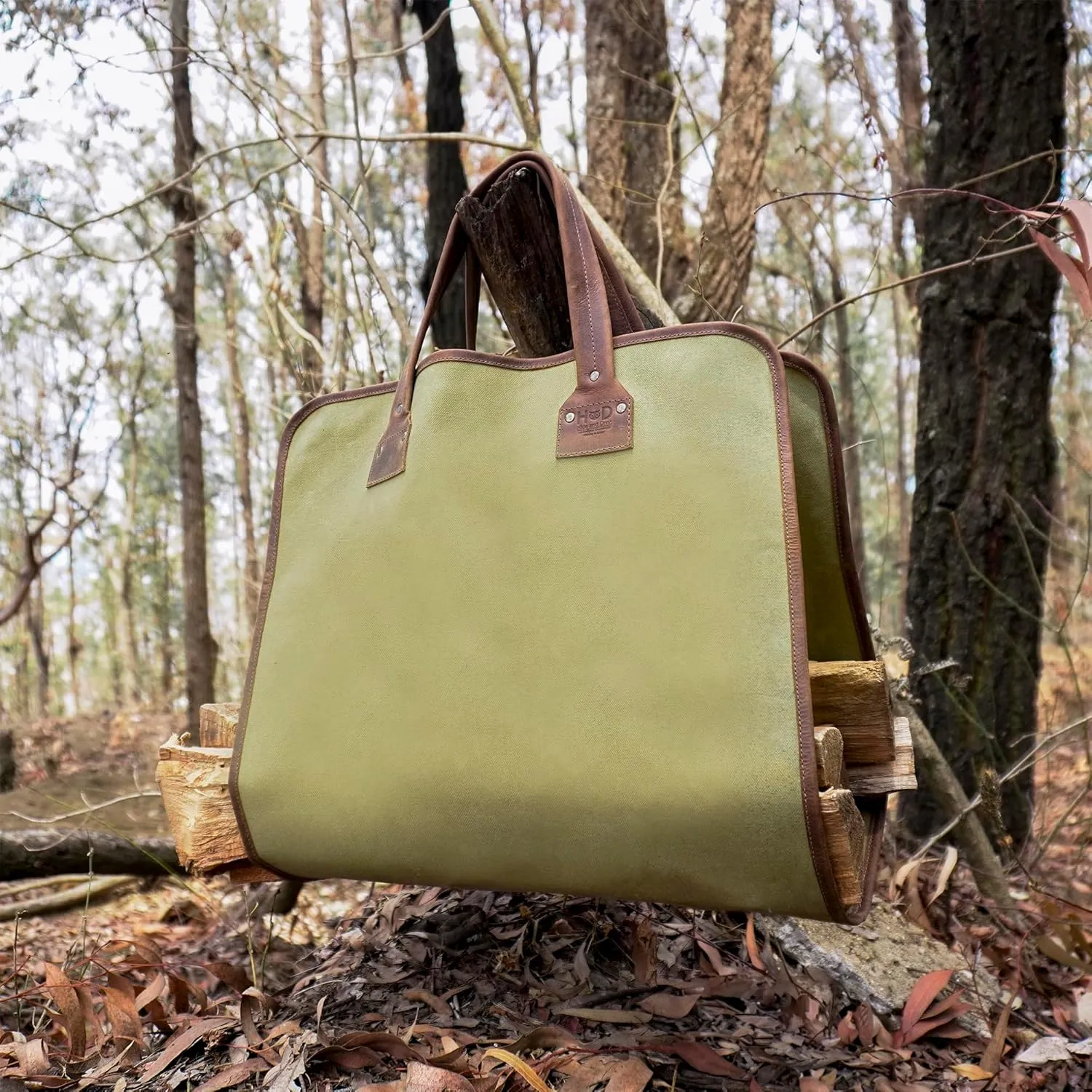 Hide & Drink, Waterproof Waxed Canvas Fire Bag Handmade (Bourbon Brown)