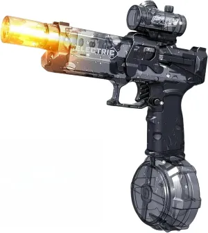 High-Voltage Burst Powerful Long-Range Fire Light Ice Mouse Explosion Electric Water Toy, Large Capacity Automatic Reload Squirt Gun for Adults&Kids, Summer Pool Beach Outdoor Party Toys (Black)