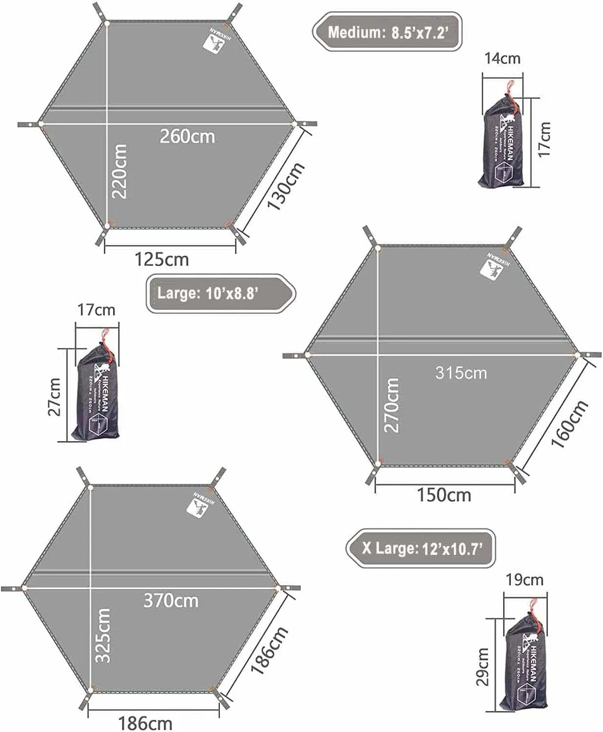 HIKEMAN Hexagonal Tent Footprint,1-4 Person Ultralight Waterproof Tent Tarp Ground Sheet Mat with 6 Tent Stakes for Camping Hiking Picnic Backpacking