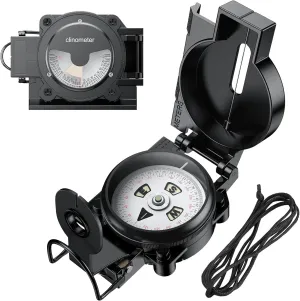 Hiking Compass with Clinometer, Strong Magnetic Intensity 3000 Gauss Professional Military Lensatic Compass Waterproof Hand Held Portable for Navigation Survival Backpacking Camping
