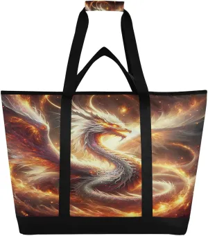Holy Fire Dragon Reusable Insulated Lunchbox Cooler Bag, Leakproof Kitchen Grocery Bag Collapsible Portable Cooler Tote Bag for Picnic, Camping, Office, Travel