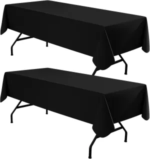 homing 2 Pack Rectangle Vinyl Tablecloth, Waterproof Spillproof Plastic Flannel Backed Table Cloth, Wipe Clean Table Cover for Dining Table, Buffet Parties and Camping (Black, 60" x 102")