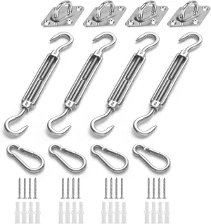 HOMPER Awning Attachment Set, Heavy Duty Sun Shade Sail Stainless Steel Hardware Kit for Garden Triangle and Square, Rectangle, Fixing Accessories