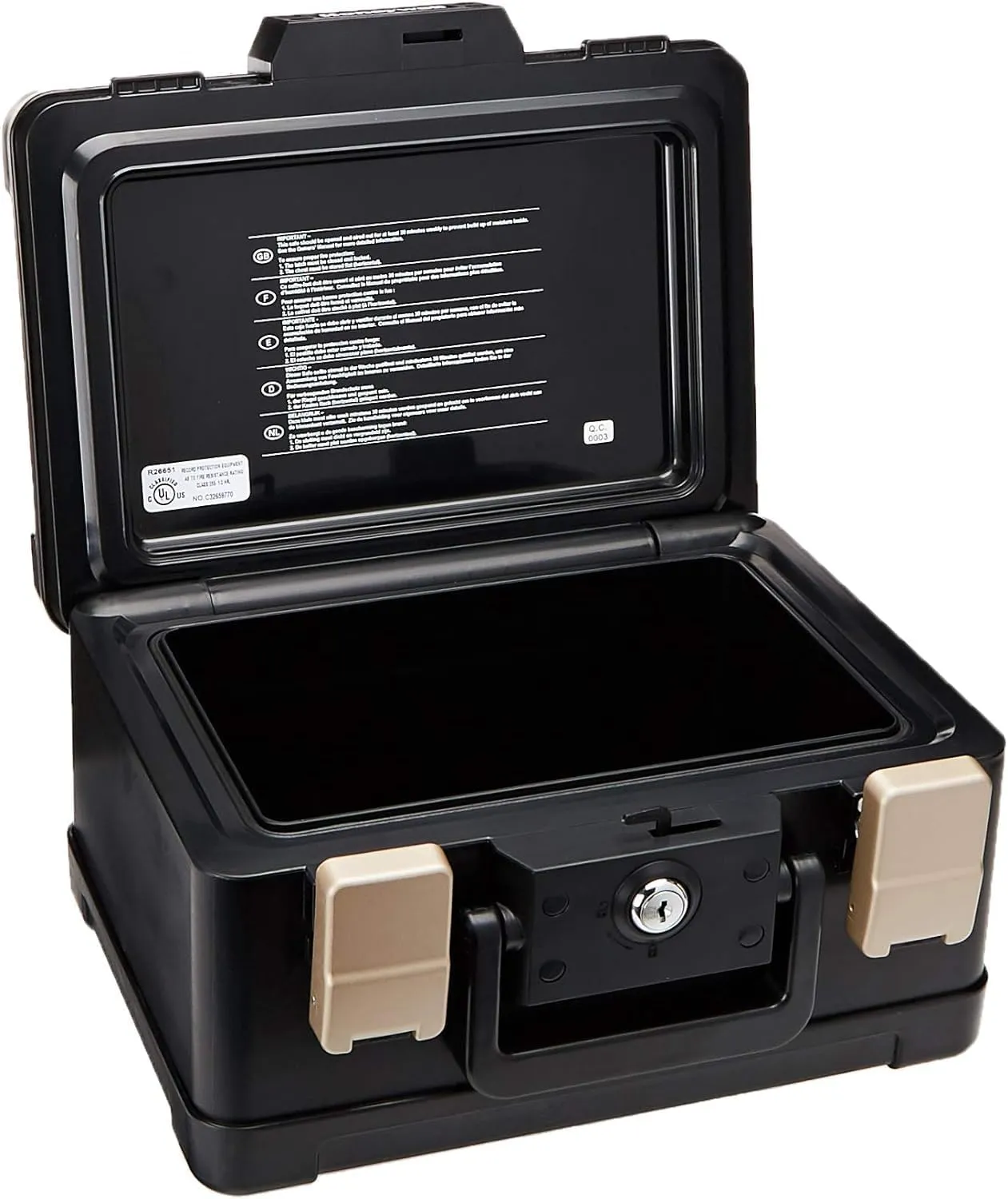 Honeywell Safes & Door Locks - Fireproof & Waterproof Small Safe Box Chest for Home - Fits Folded Letter Size Documents - Strong ABS Plastic - Document Box with Key Lock System - 0.15 CU, Black, 1102