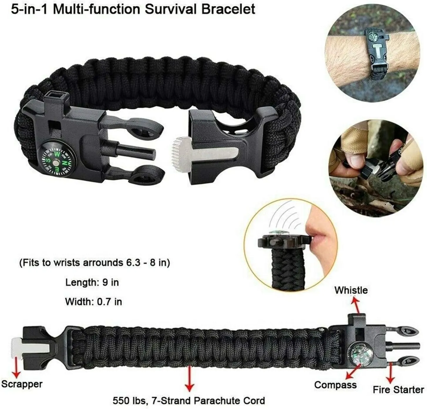 HongK- Outdoor Gear Survival Kit 8 in 1 Portable Foldable Emergency Tools Military Camping Tactical Outdoor Disaster Zombie [P/N: ET-OUTDOOR004-RAW]