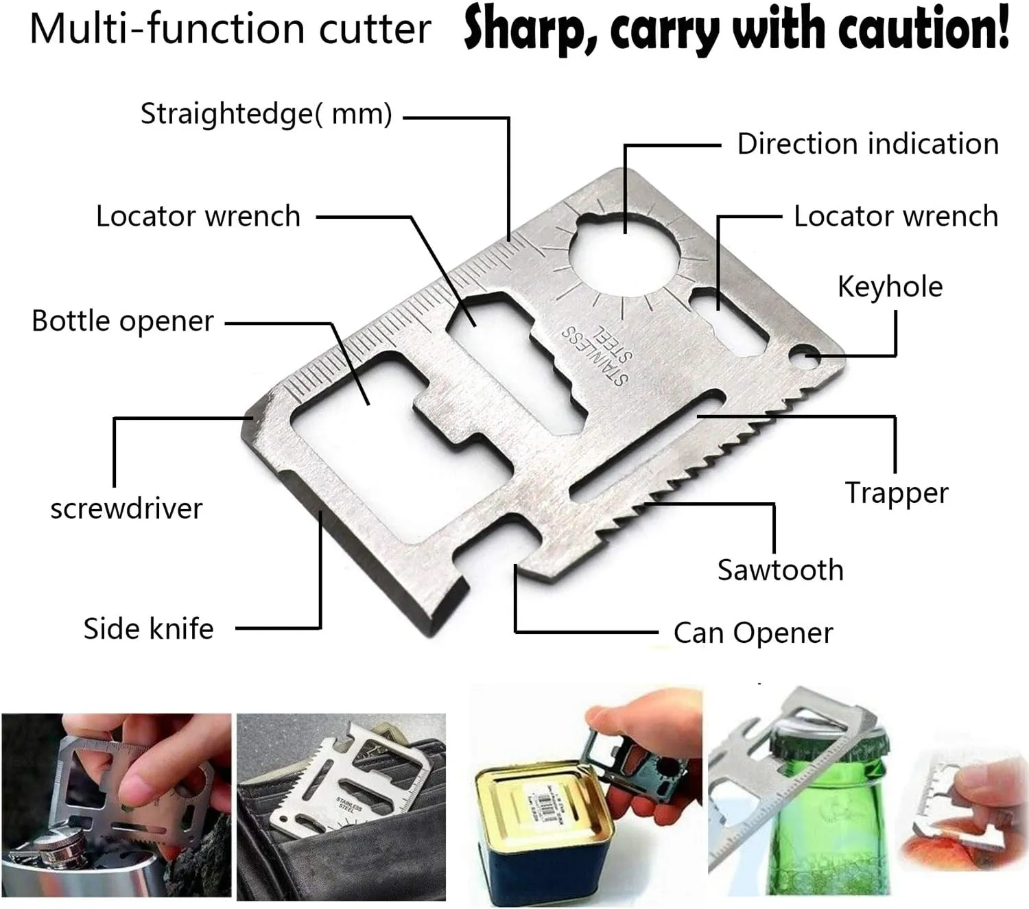 HongK- Outdoor Gear Survival Kit 8 in 1 Portable Foldable Emergency Tools Military Camping Tactical Outdoor Disaster Zombie [P/N: ET-OUTDOOR004-RAW]